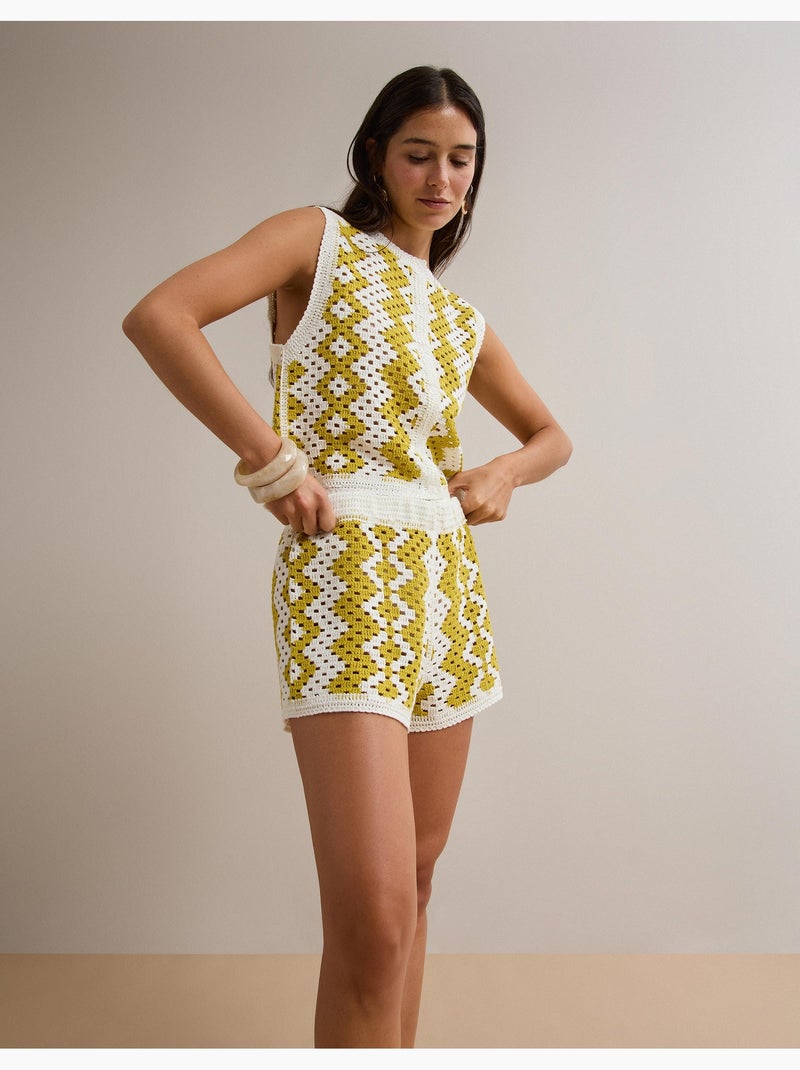 Pantalones cortos de ganchillo, MO Fashion Amarillo - Kiabi