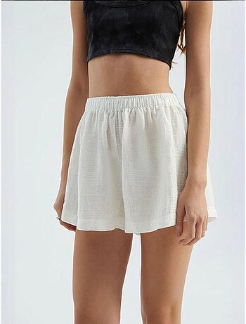 Pantalones cortos de lino con cintura alta y cintura elástica hiccup
