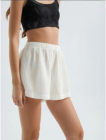 Pantalones cortos de lino con cintura alta y cintura elástica hiccup