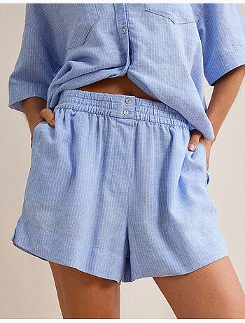 Pantalones cortos de lino, mo fashion