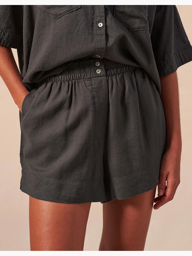 Pantalones cortos de lino, MO Fashion Gris - Kiabi