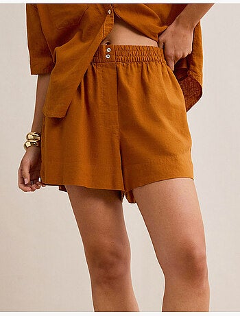 Pantalones cortos de lino, mo fashion