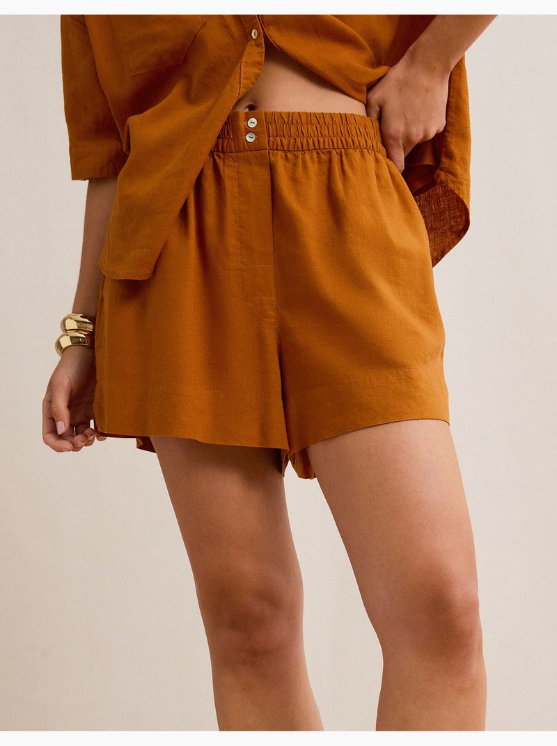 Pantalones cortos de lino, mo fashion Marrón - Kiabi