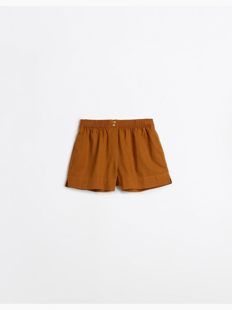Pantalones cortos de lino, mo fashion Marrón - Kiabi