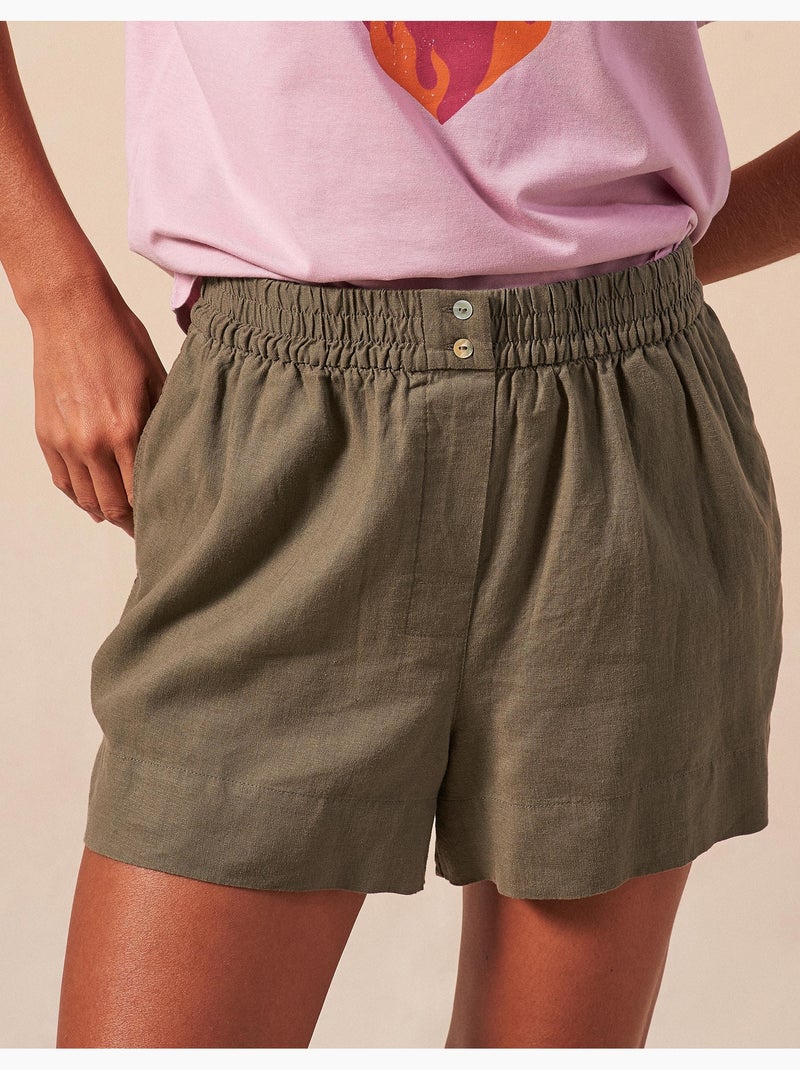 Pantalones cortos de lino, MO Fashion Verde - Kiabi