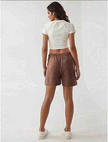 Pantalones cortos de lyocell suave al tacto y cintura alta plisados hiccup