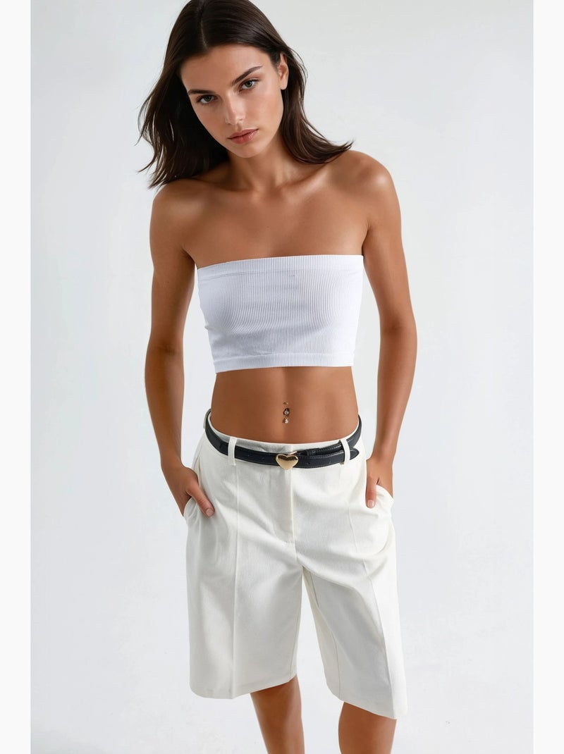 Pantalones cortos de pierna ancha y largo midi de ajuste cómodo hiccup Blanco - Kiabi