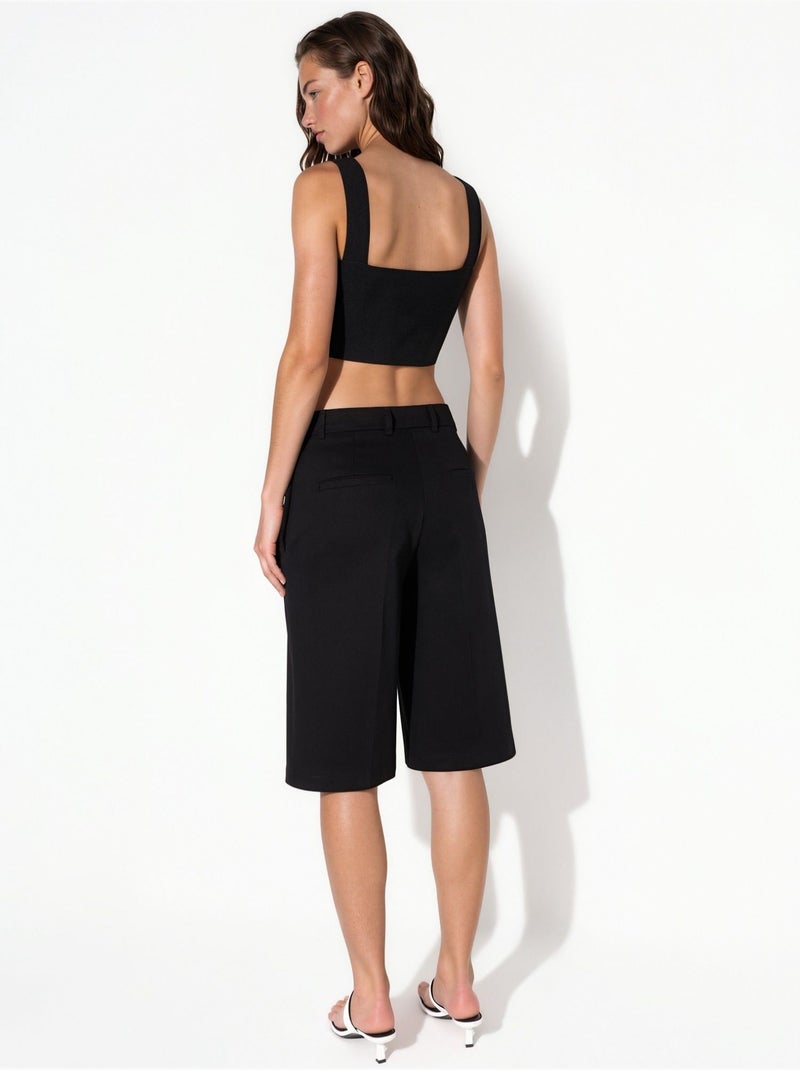 Pantalones cortos de pierna ancha y largo midi de ajuste cómodo hiccup Negro - Kiabi