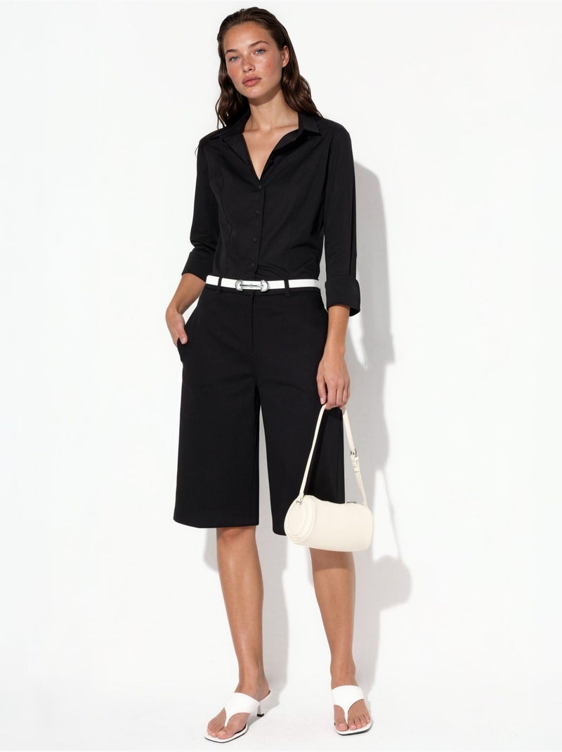Pantalones cortos de pierna ancha y largo midi de ajuste cómodo hiccup Negro - Kiabi