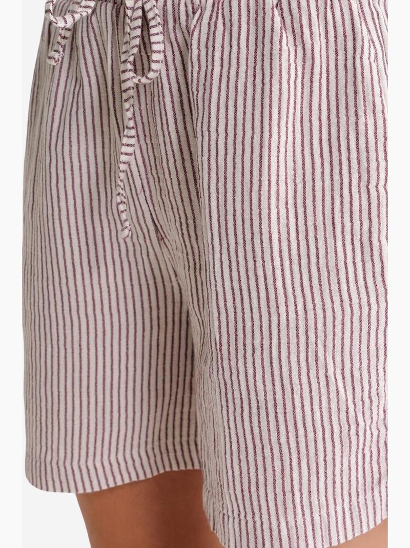 Pantalones cortos de pierna ancha y seersucker a rayas de cintura alta mixray Rojo burdeos - Kiabi