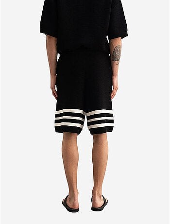 Pantalones cortos de punto a rayas para hombre con cintura con cordón giesto