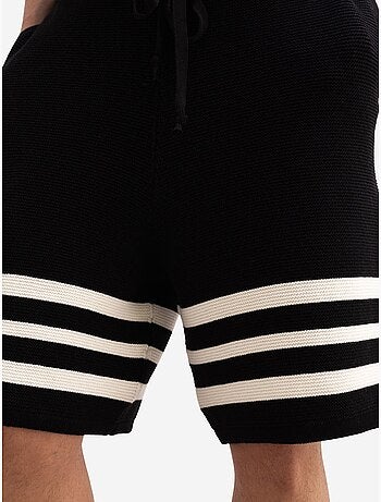Pantalones cortos de punto a rayas para hombre con cintura con cordón giesto