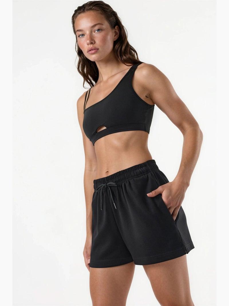 Pantalones cortos de punto de talle medio y corte relajado hiccup Negro - Kiabi