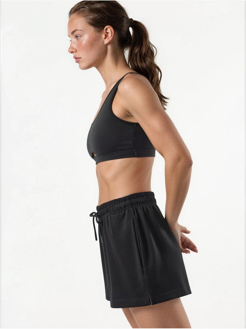 Pantalones cortos de punto de talle medio y corte relajado hiccup Negro - Kiabi