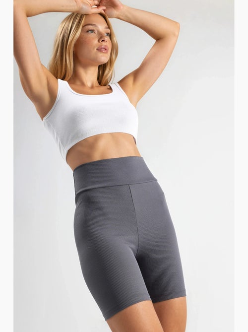 Pantalones cortos de punto lisos ajustados de cintura alta hiccup - Kiabi