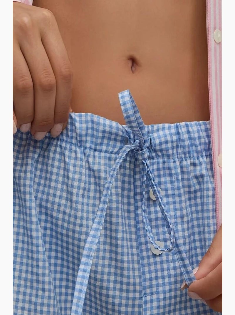 Pantalones cortos de rayas de corte relajado hiccup Azul claro - Kiabi