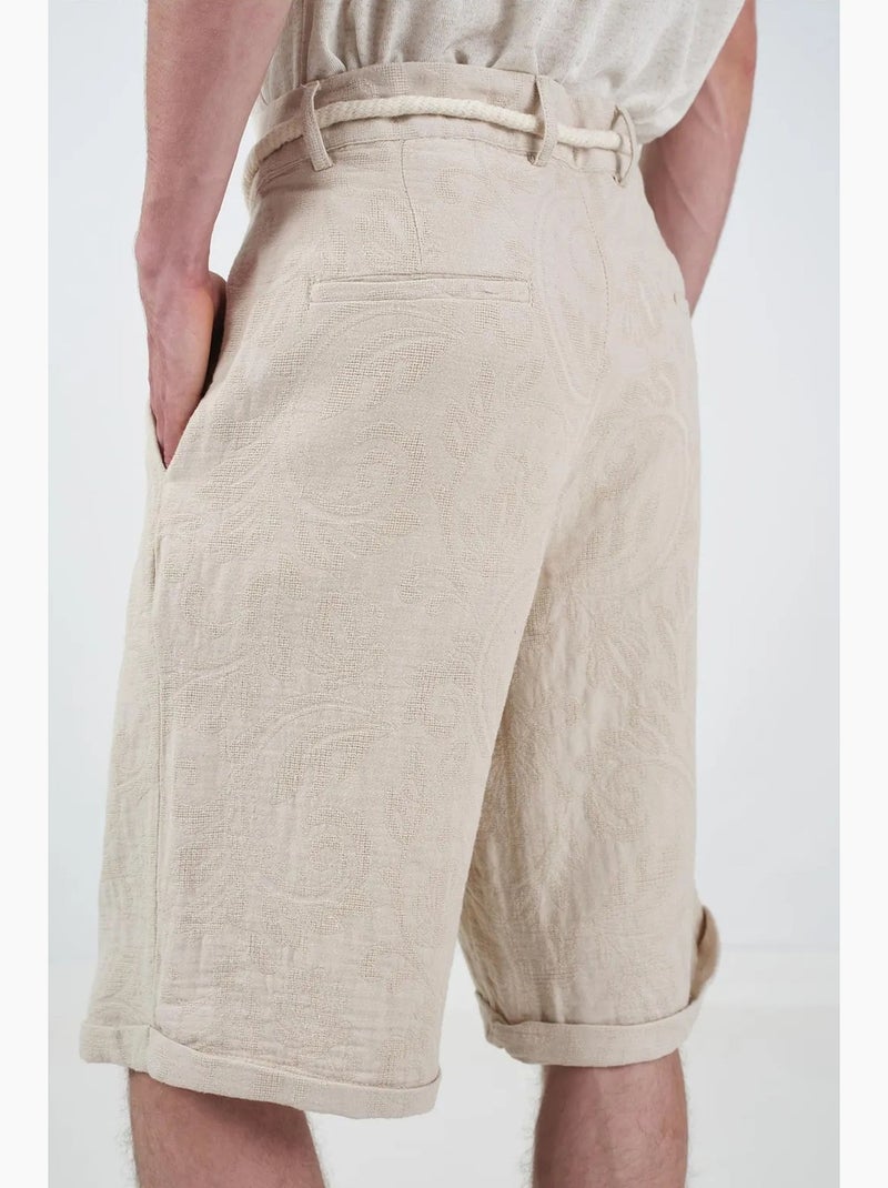 Pantalones cortos largos relajados de algodón para hombre giesto Beige arcilla - Kiabi