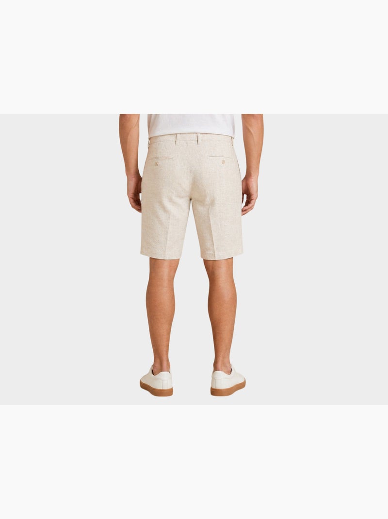 Pantalones cortos lisos de algodón, lino y poliéster. Beige - Kiabi
