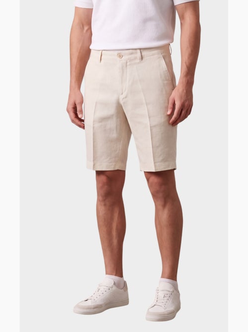 Pantalones cortos lisos de algodón, lino y poliéster. - Kiabi