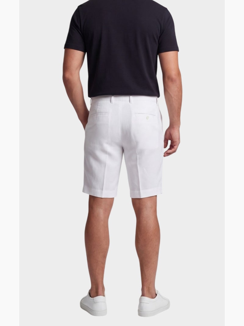 Pantalones cortos lisos de algodón, lino y poliéster. Blanco - Kiabi
