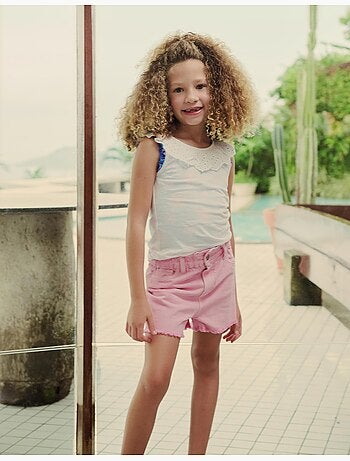Pantalones cortos paperbag de denim, MO Fashion