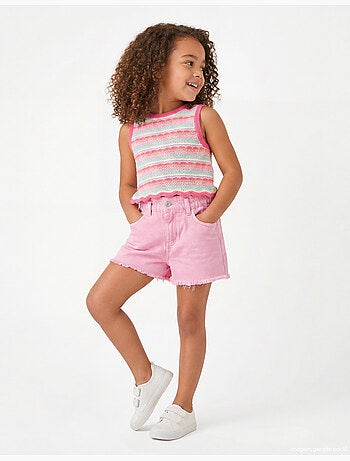 Pantalones cortos paperbag de denim, MO Fashion