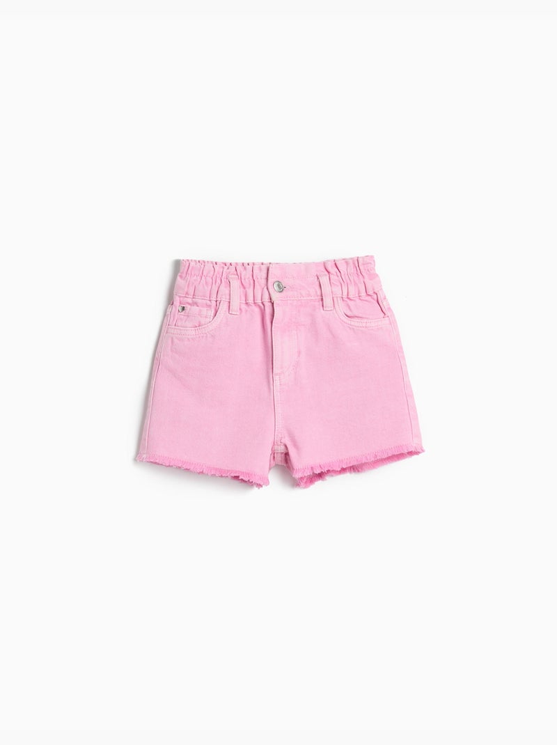 Pantalones cortos paperbag de denim, MO Fashion Rosa - Kiabi