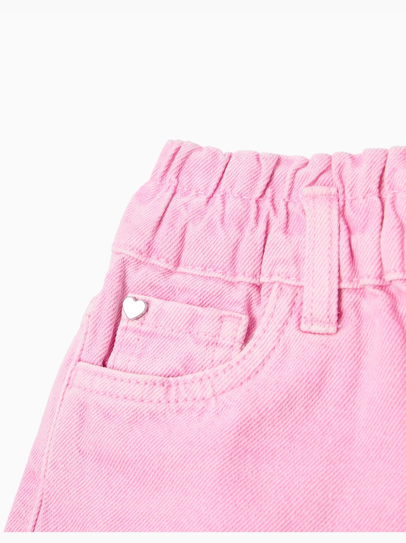Pantalones cortos paperbag de denim, MO Fashion Rosa - Kiabi