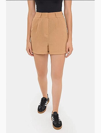 Pantalones cortos tejidos de cintura alta y plisados hiccup