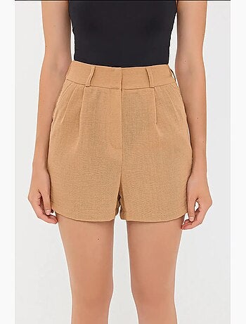 Pantalones cortos tejidos de cintura alta y plisados hiccup