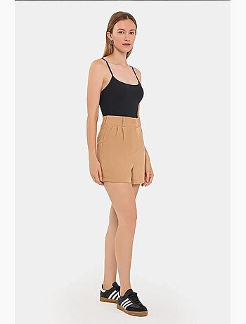 Pantalones cortos tejidos de cintura alta y plisados hiccup