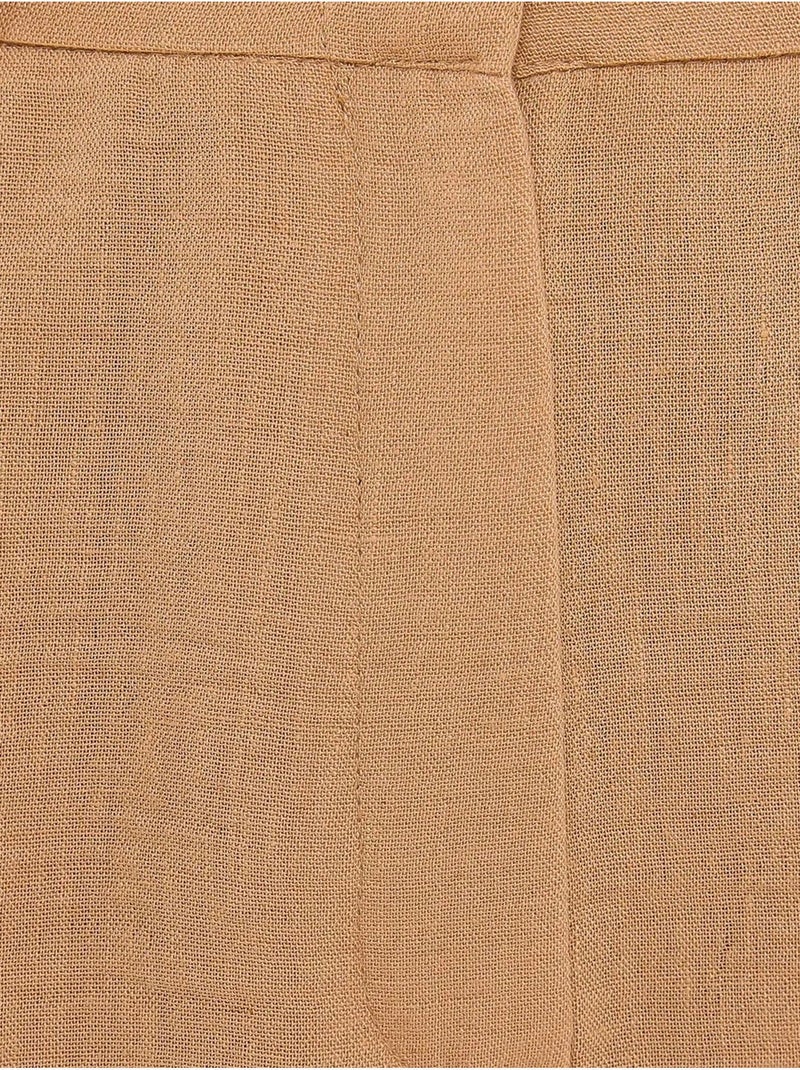 Pantalones cortos tejidos de cintura alta y plisados Marrón - Kiabi