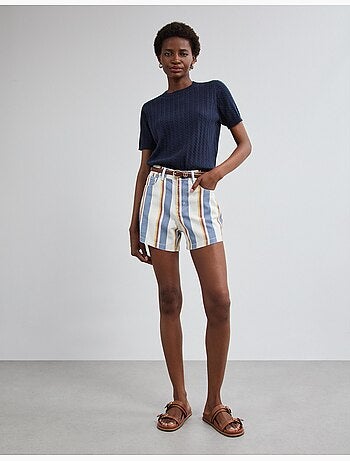 Pantalones cortos vaqueros de rayas, mo fashion