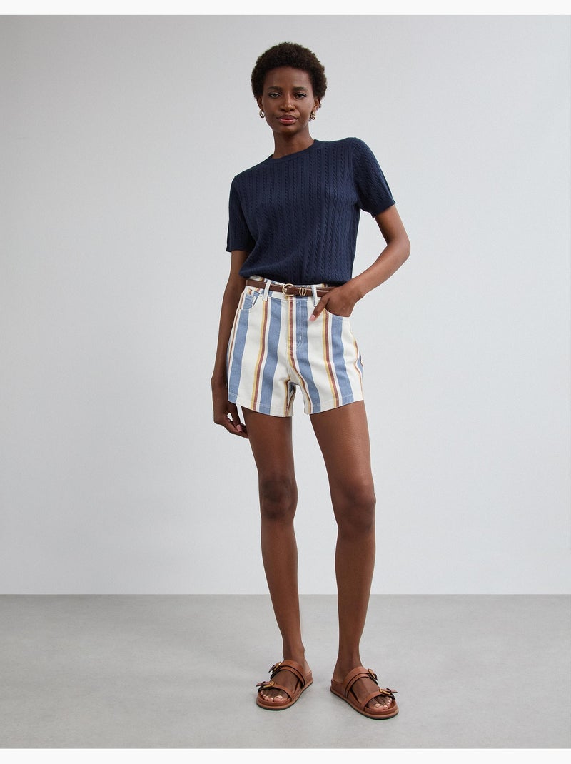 Pantalones cortos vaqueros de rayas, mo fashion Azul - Kiabi