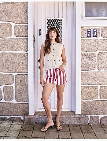Pantalones cortos vaqueros de rayas, mo fashion