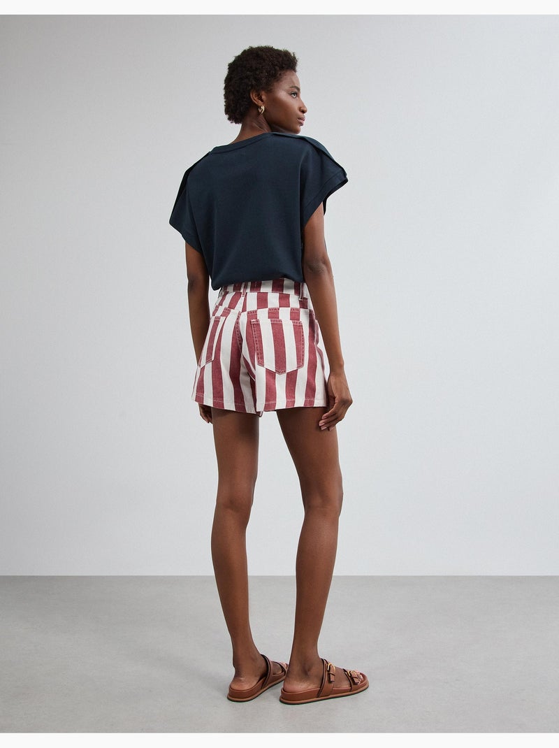 Pantalones cortos vaqueros de rayas, mo fashion Rojo - Kiabi