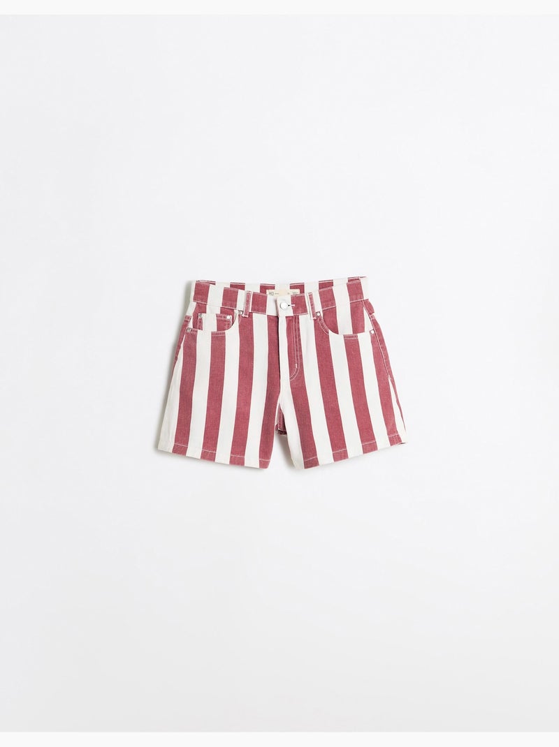 Pantalones cortos vaqueros de rayas, mo fashion Rojo - Kiabi
