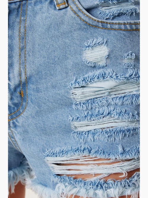 Pantalones cortos vaqueros desgastados de talle alto de istanbul - Kiabi Pantalones cortos vaqueros desgastados de talle alto de istanbul - Kiabi