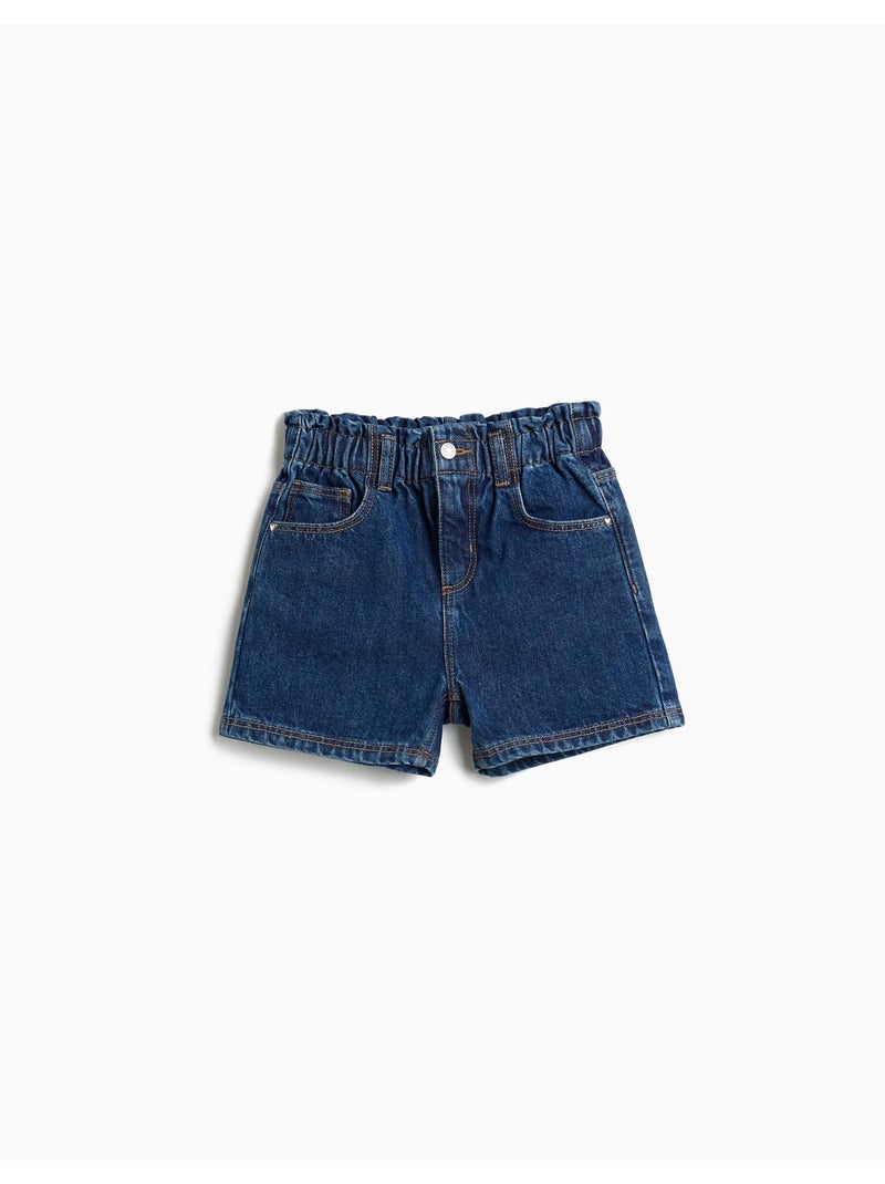Pantalones cortos vaqueros tipo bolsa de papel, mo fashion Azul - Kiabi