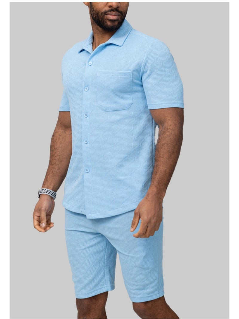 Pantalones cortos,Conjunto de camisa Kebello Azul cielo - Kiabi