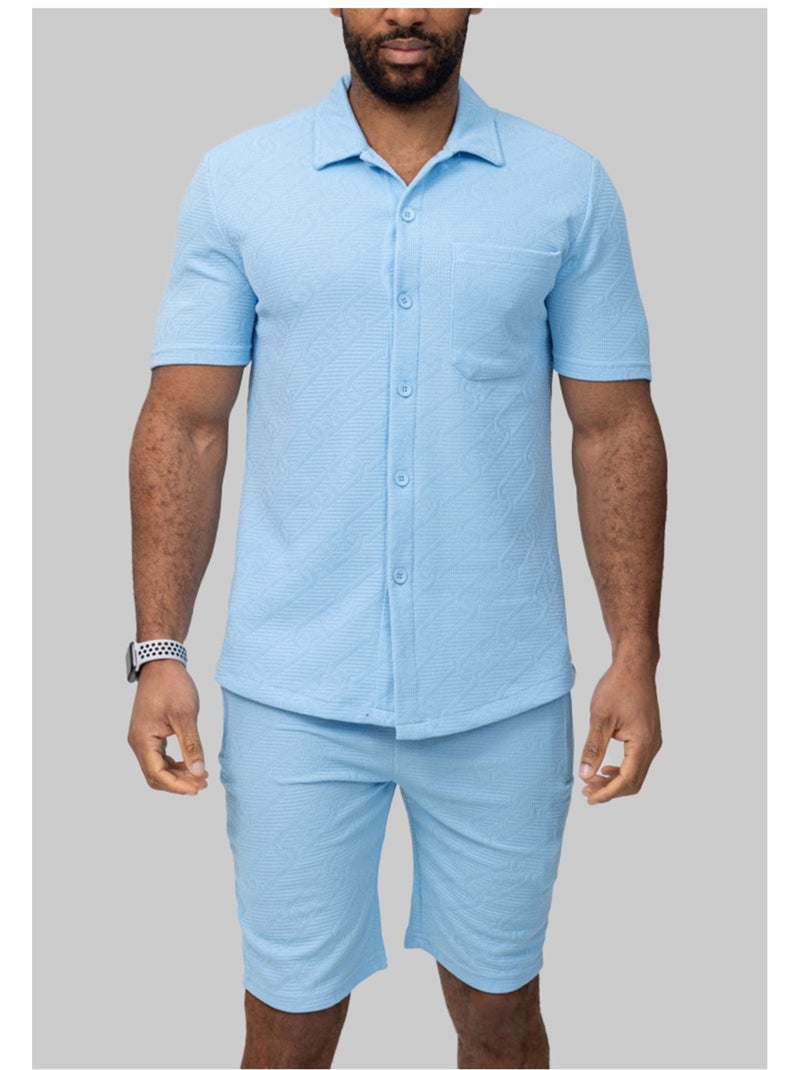 Pantalones cortos,Conjunto de camisa Kebello Azul cielo - Kiabi