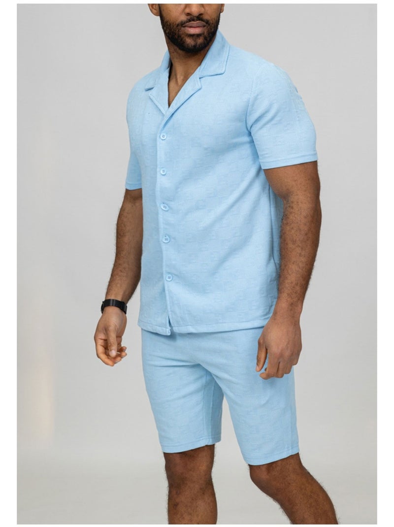 Pantalones cortos,Conjunto de camisa Kebello Azul cielo - Kiabi