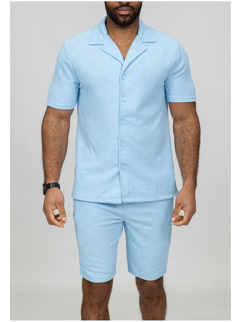 Pantalones cortos,Conjunto de camisa Kebello Azul cielo - Kiabi