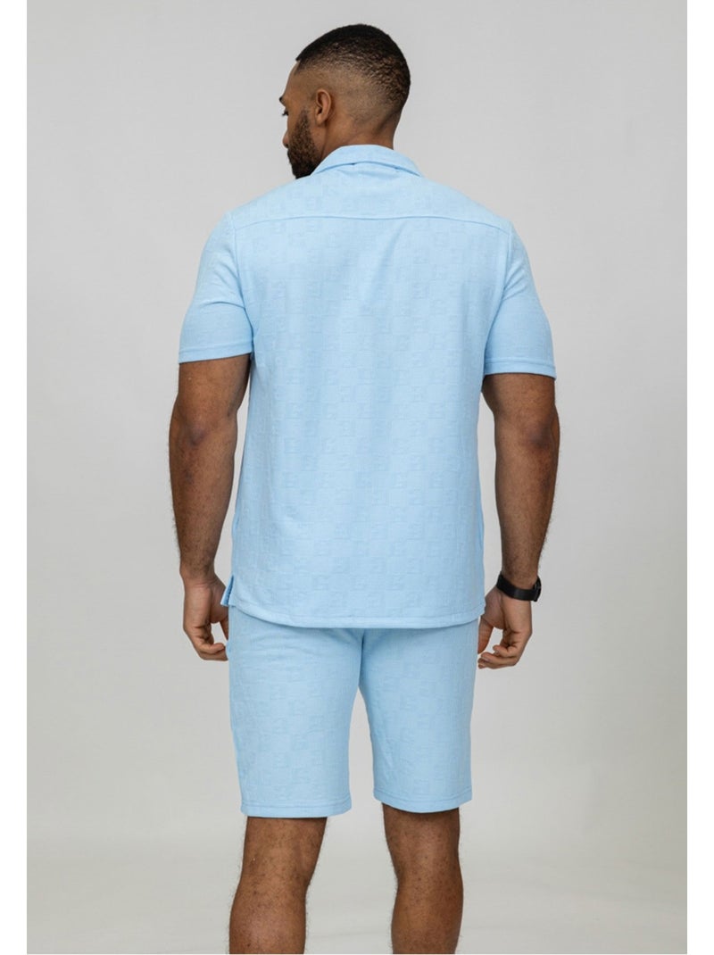 Pantalones cortos,Conjunto de camisa Kebello Azul cielo - Kiabi