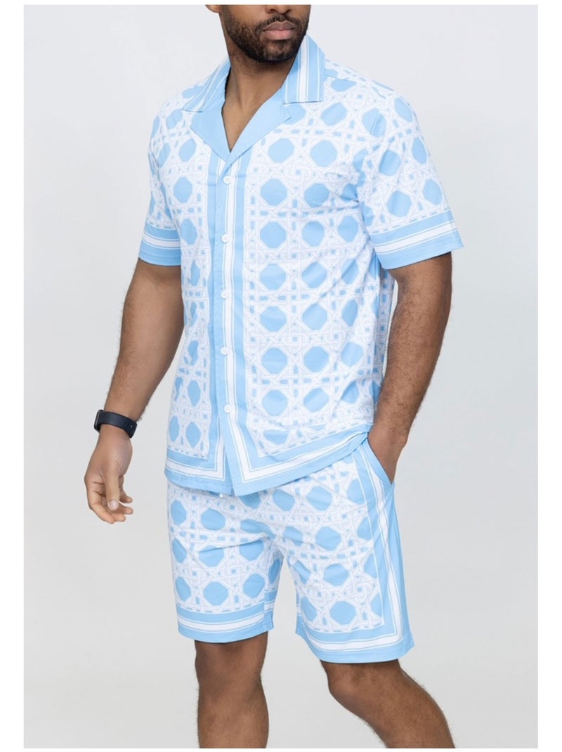 Pantalones cortos,Conjunto de camisa Kebello Azul cielo - Kiabi