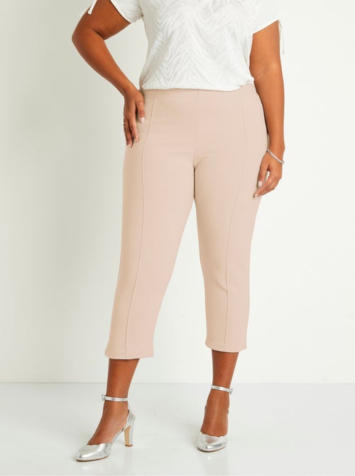 Pantalones cropped con cintura elástica de canalé - Afibel - Kiabi