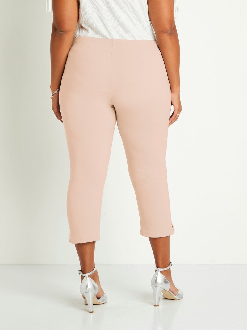 Pantalones cropped con cintura elástica de canalé - Afibel Beige - Kiabi