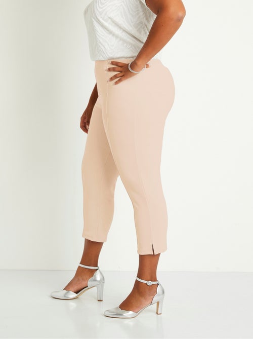 Pantalones cropped con cintura elástica de canalé - Afibel - Kiabi
