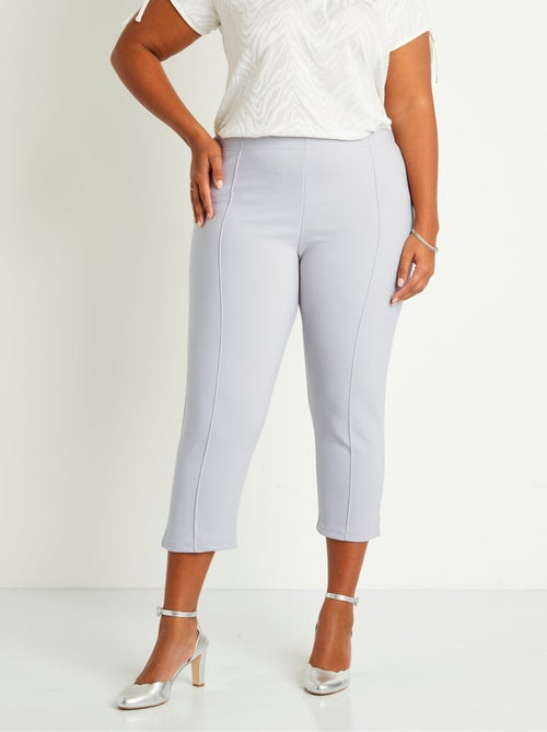 Pantalones cropped con cintura elástica de canalé - Afibel - Kiabi