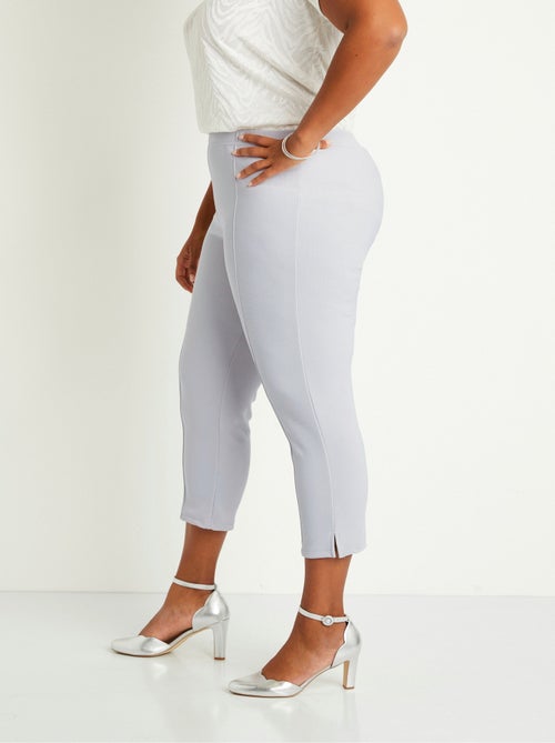 Pantalones cropped con cintura elástica de canalé - Afibel - Kiabi